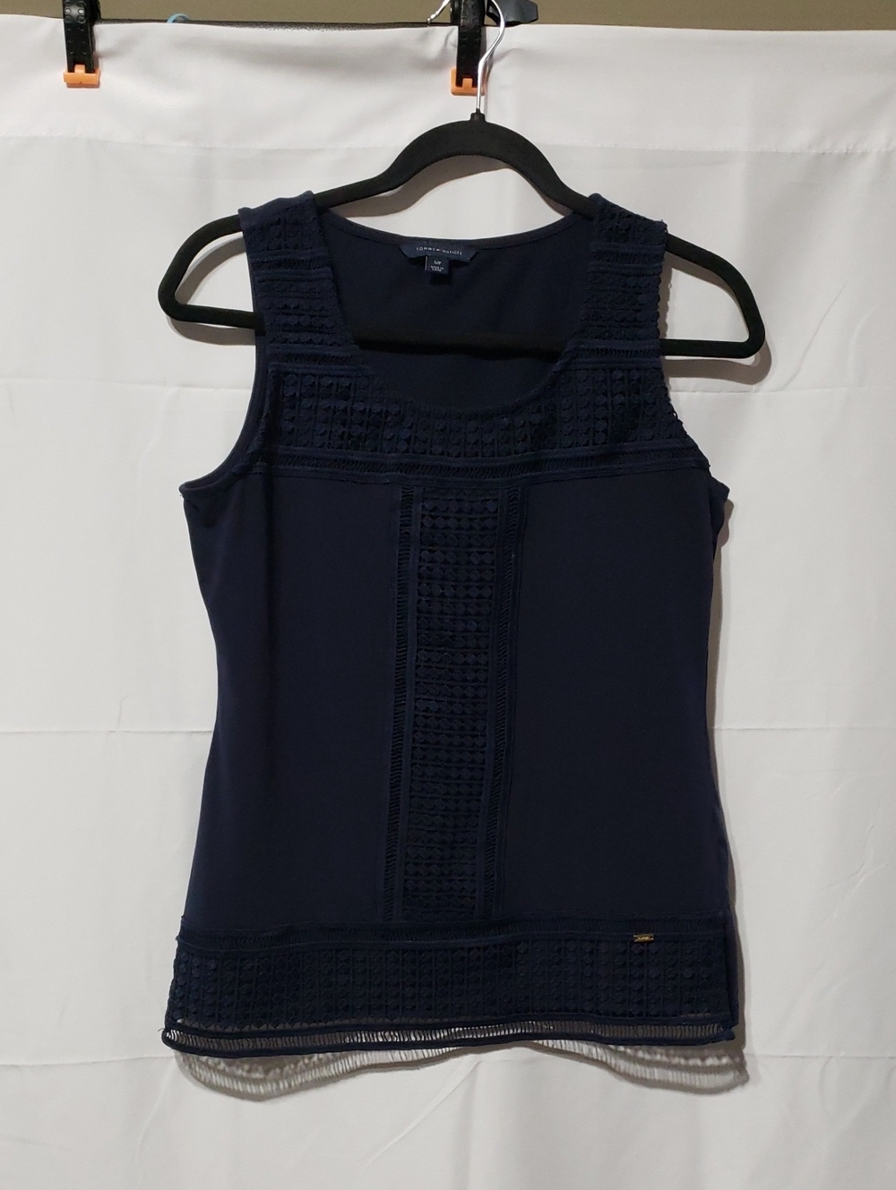 Tommy Hilfiger Navy Blue Front Lace Detail Tank Top. Size: S
